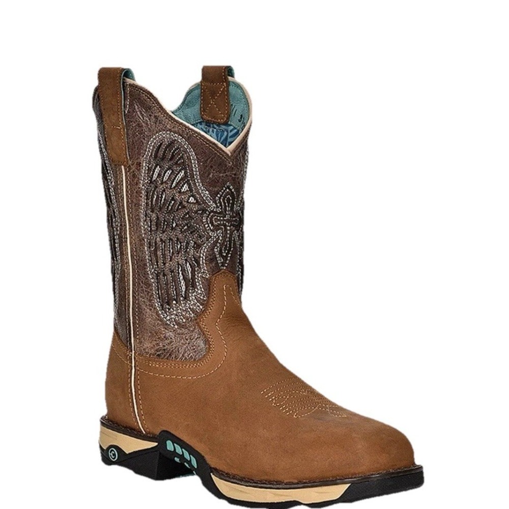Corral Womens 10.5 Western Ranch‎ Work Boots Composite Toe Leather Brown
